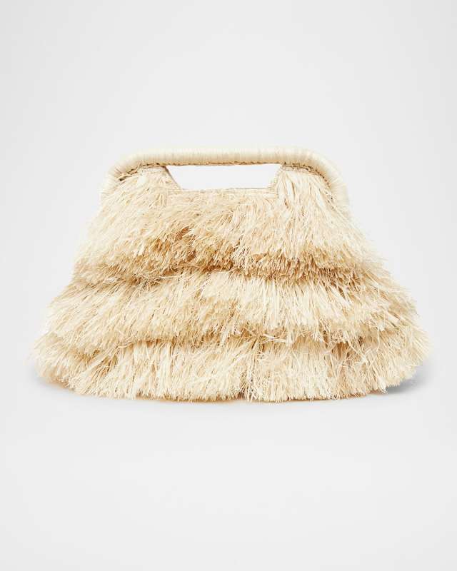 The Flamands Mini Fringe Raffia Top-Handle Bag